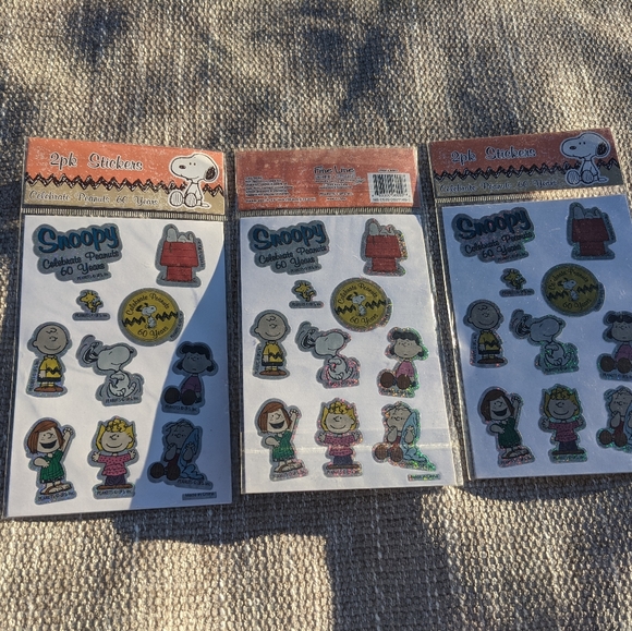 2010 Snoopy 3 Packs Of Stickers To Celebrate PEANUTS 60 YEARS 2 Sheets Each - Picture 5 of 11